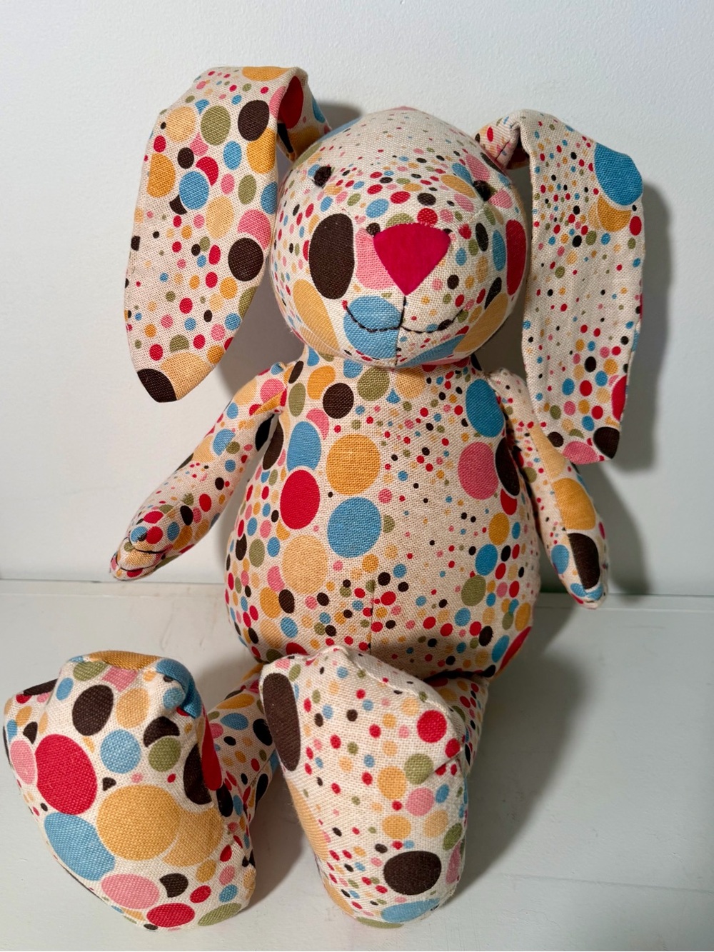 Vintage Pottery Barn Kids Polka Dot Cotton Bunny. Retired Limited Edition.